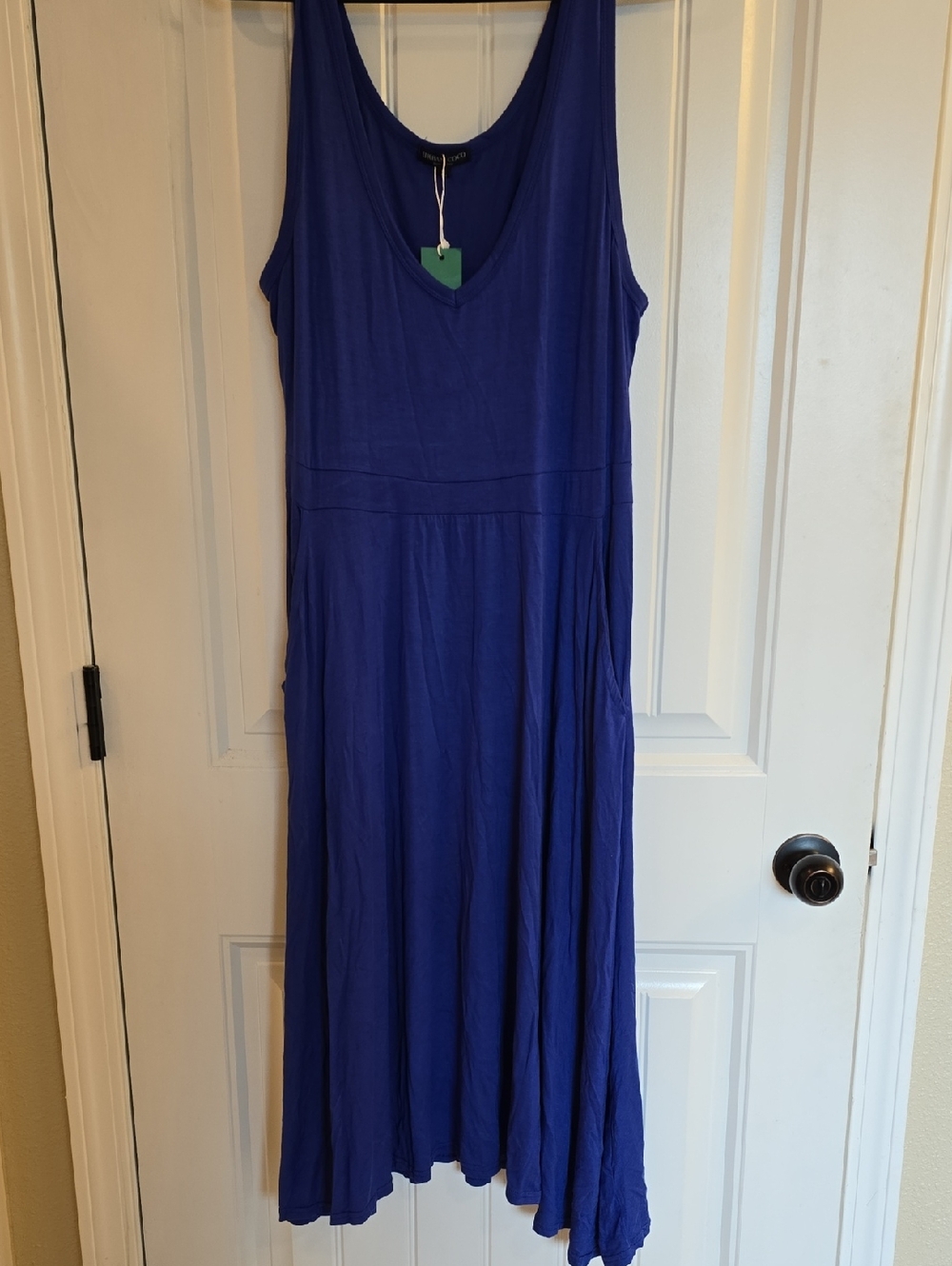 Sleeveless V-Neck Maxi Dress in Cobalt Blue